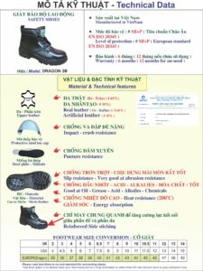 thông số kỹ thuật giày bảo hộ cao cổ dragon 3b